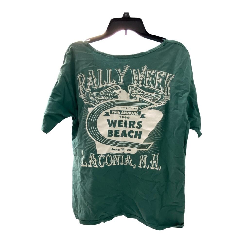 Vintage 90s Womens XL Laconia New Hampshire Biker Rally Week T Shirt Weirs Beach - Picture 2 of 4
